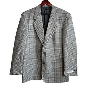 Vintage Yves Saint Laurent YSL Mens 40R Blazer Black Gray Sport Coat 2 Button